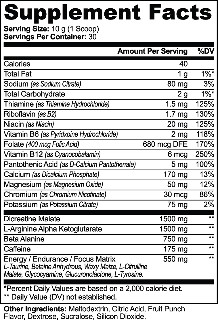 Nitric Shock Pre-Workout Powder (Fruit Punch) 